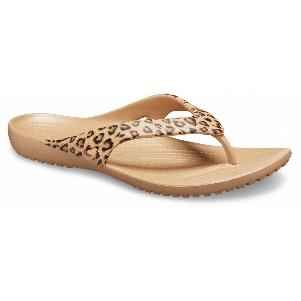Coffee Women's Crocs Kadee II Leopard Flip Sandals | NZ 0558SGLO